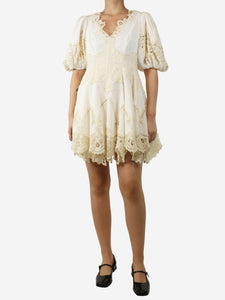 Zimmermann Ivory lace detail midi dress - size UK 10