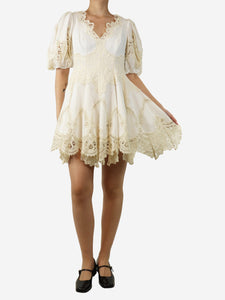 Zimmermann Ivory lace detail midi dress - size UK 10