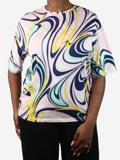 Pink swirly printed t-shirt - size L Tops Emilio Pucci 
