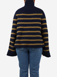 Khaite Dark blue and beige cashmere striped jumper - size M