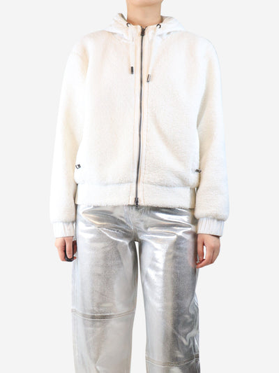 White hooded teddy-fleece jacket - size UK 10 Coats & Jackets Bogner 