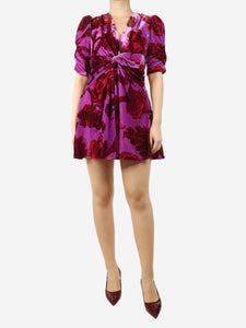 Rhode Purple floral velvet mini dress - size M