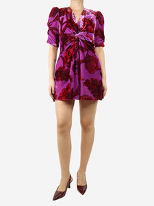 Rhode Purple floral velvet mini dress - size M