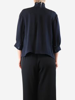 Navy blue silk blouse - size M Tops Morgane Le Fay 