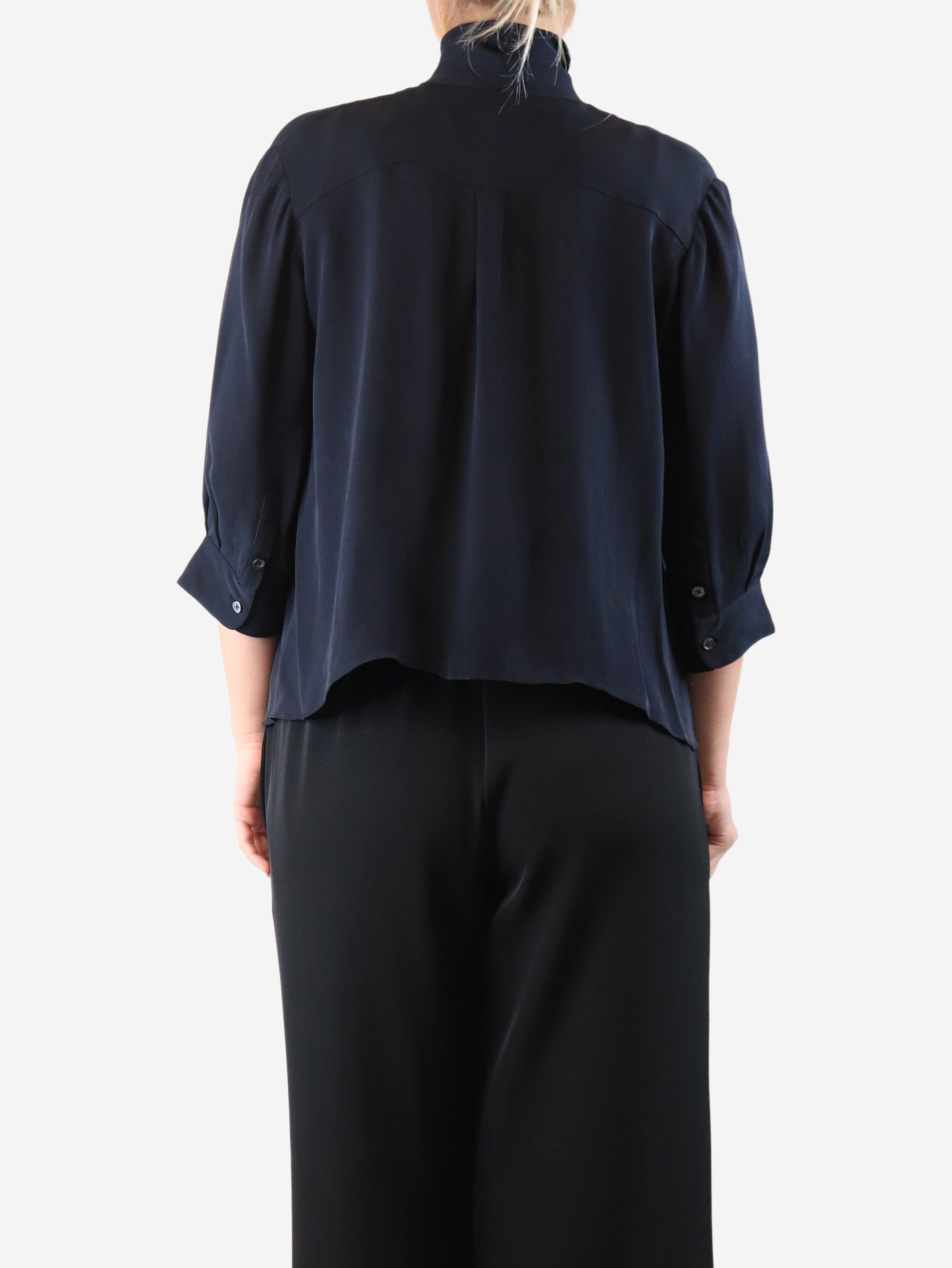 Navy blue silk blouse - size M Tops Morgane Le Fay 