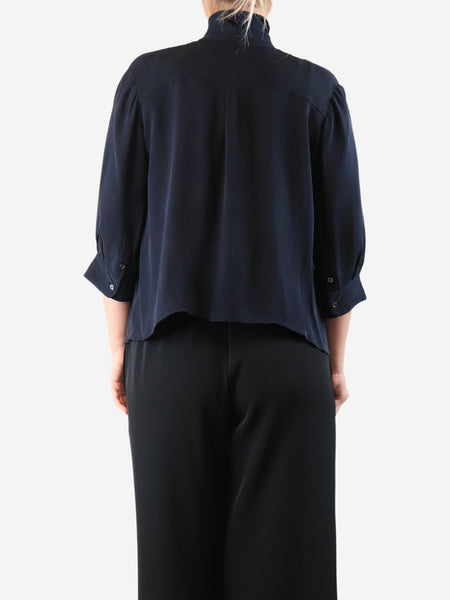 Navy blue silk blouse - size M alternate image