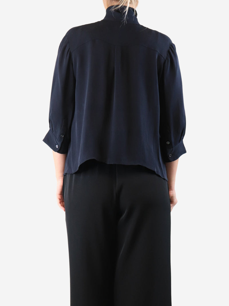 Navy blue silk blouse - size M Tops Morgane Le Fay 