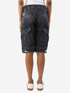 Givenchy Grey distressed denim cargo shorts - size UK 6