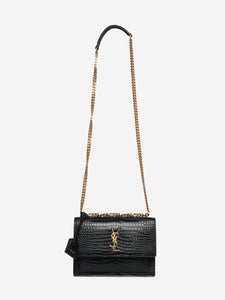 Saint Laurent Black croc-embossed leather Sunset bag