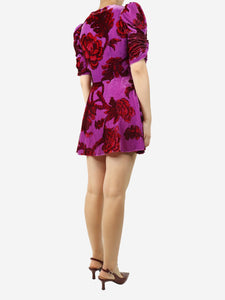 Rhode Purple floral velvet mini dress - size M