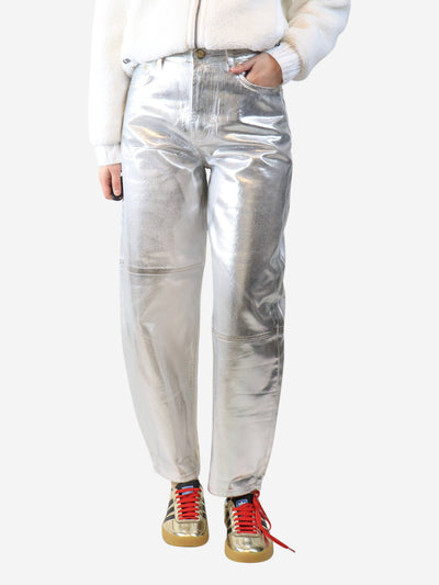 Silver metallic trousers - size UK 10 Trousers Ganni 