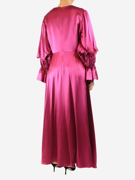 Pink silk midi dress - size UK 14 alternate image