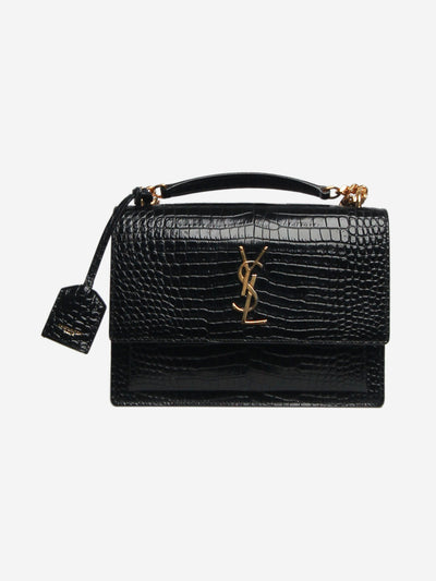 Black croc-embossed leather Sunset bag Shoulder bags Saint Laurent 