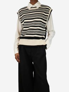 ME+EM Cream and black striped cashmere jumper vest - size XS