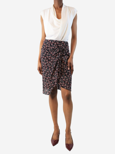 Black floral mini skirt - size UK 6 alternate image