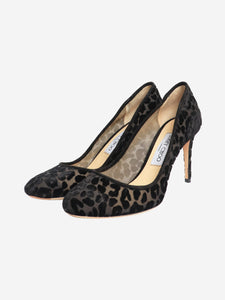 Jimmy Choo Black Bridget 85 leopard pumps - size EU 38.5