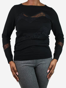 Nina Ricci Black zigzag pattern lace sweater - size XL