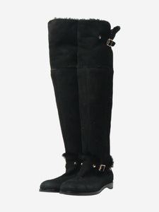 Jimmy Choo Black shearling knee-high boots - size EU 36.5