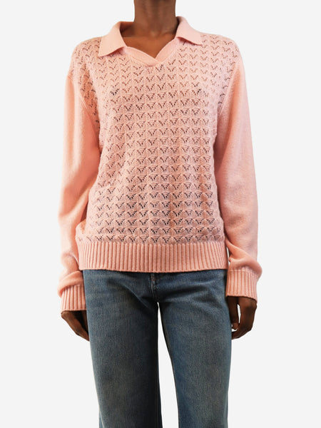 Pink polo knit jumper - size UK 6 product image
