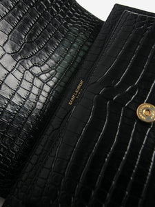 Saint Laurent Black croc-embossed leather Sunset bag