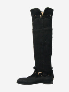 Jimmy Choo Black shearling knee-high boots - size EU 36.5