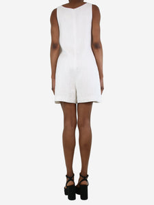 Theory White linen-blend playsuit - size UK 6