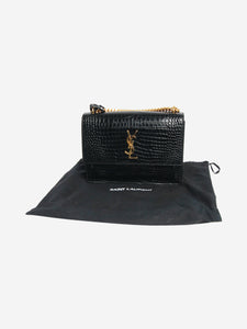 Saint Laurent Black croc-embossed leather Sunset bag