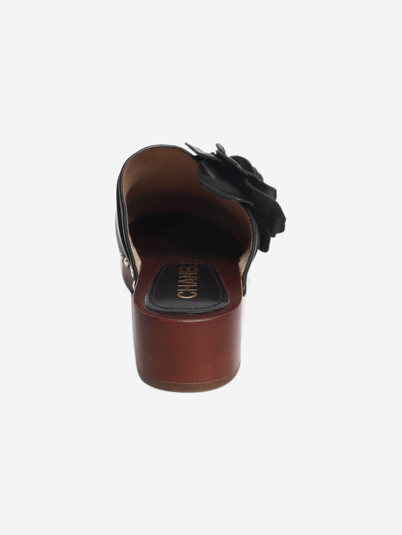 Black SS23 Camellia leather clogs - size EU 36 Heels Chanel 