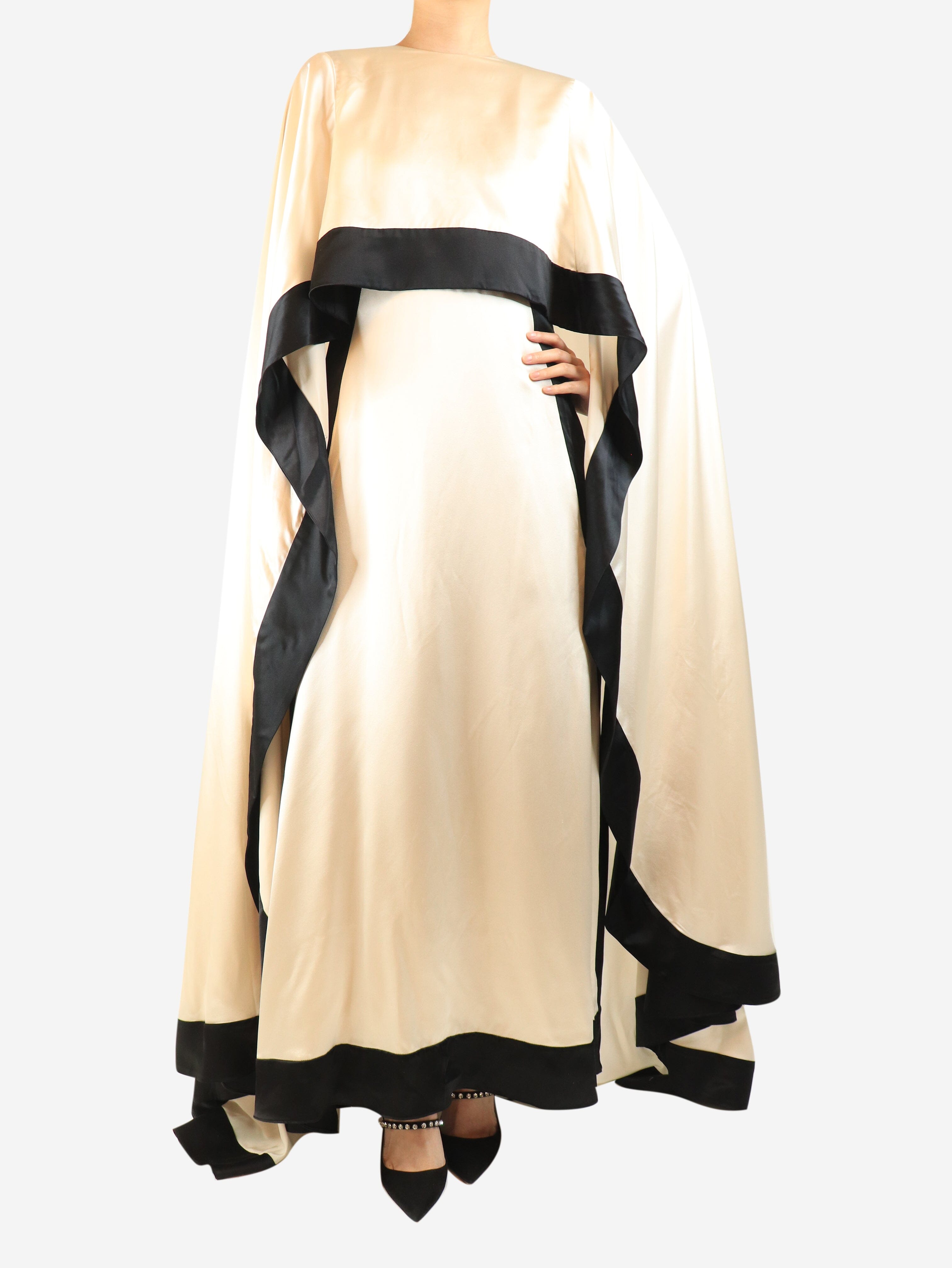 Neutral satin silk maxi cape dress - size M Dresses SemSem 
