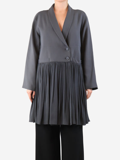 Dark grey pleated longline jacket - size M Coats & Jackets Morgane Le Fay 