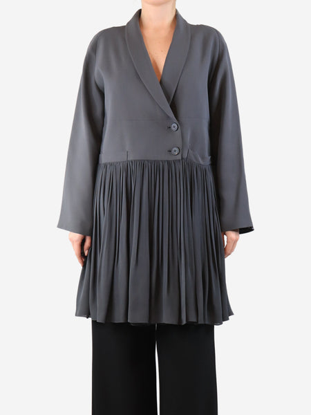 Dark grey pleated longline jacket - size M product image