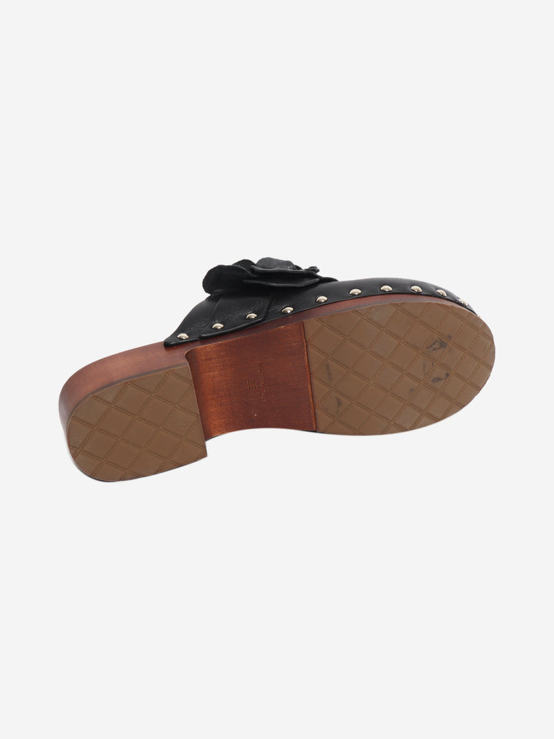 Black SS23 Camellia leather clogs - size EU 36 Heels Chanel 