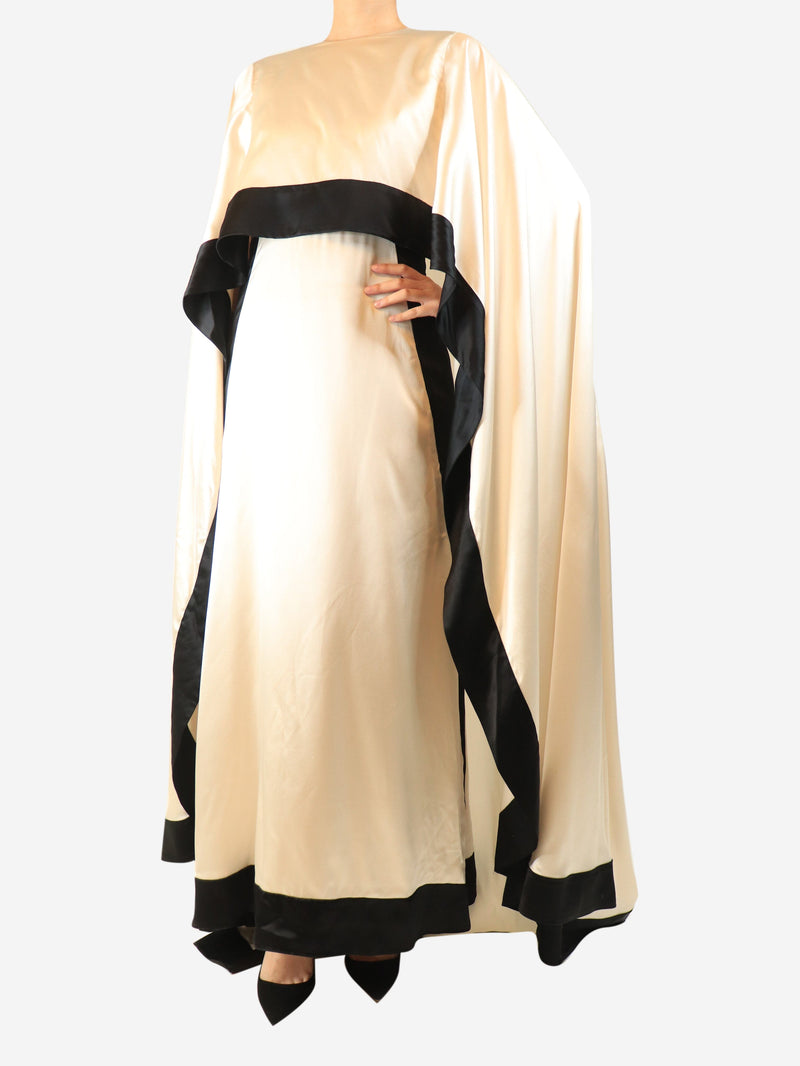 Neutral satin silk maxi cape dress - size M Dresses SemSem 