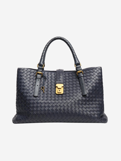 Navy blue Roma Intrecciato leather tote bag Tote Bags Bottega Veneta 