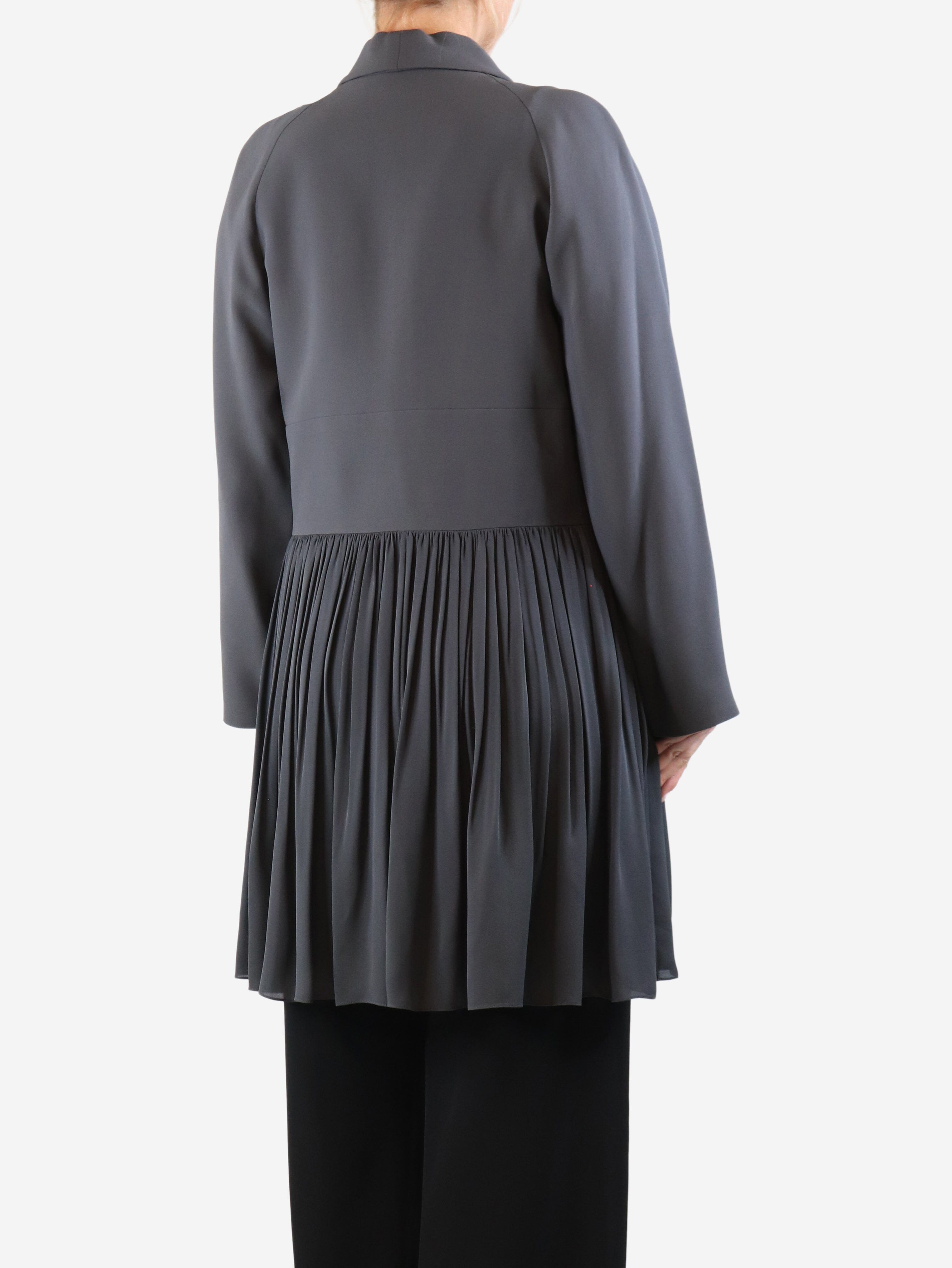 Dark grey pleated longline jacket - size M Coats & Jackets Morgane Le Fay 