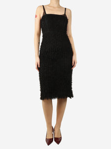 Marc Jacobs Black feathered midi dress - size UK 10
