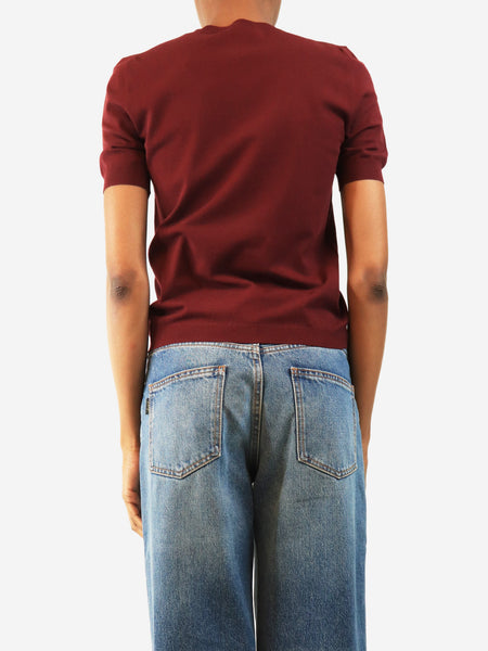 Burgundy knit logo T-shirt - size XS alternate image
