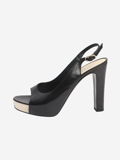 Black slingback open toe heels - size EU 38 (UK 5) Heels Chanel 