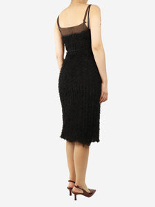 Marc Jacobs Black feathered midi dress - size UK 10
