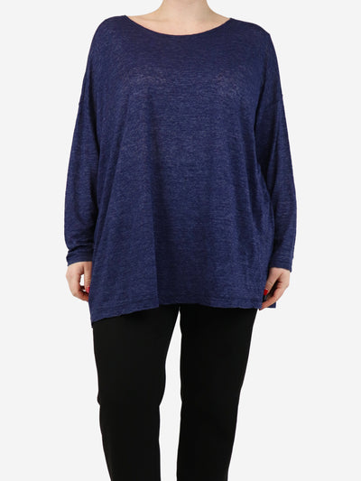 Navy blue boat-neck top - size One Size Tops Eskandar 