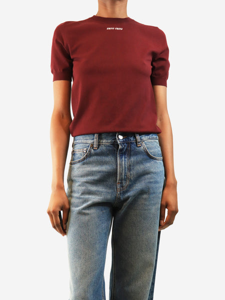 Burgundy knit logo T-shirt - size XS product image