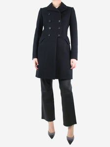 Alaia Black double-breasted wool coat - size UK 12
