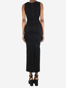 Alessandra Rich Black bejewelled denim maxi dress - size UK 6