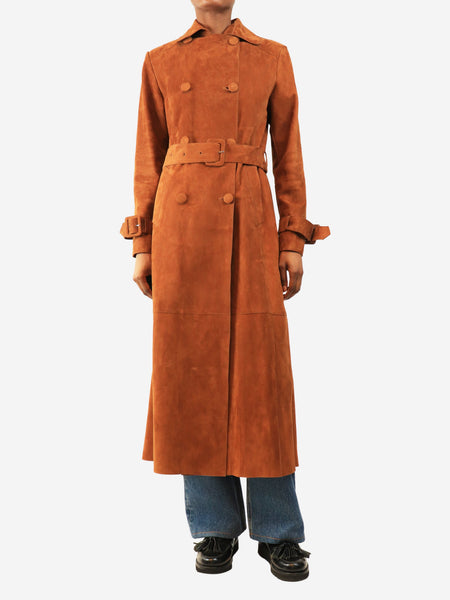 Brown suede trench coat - size UK 6 product image