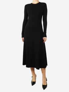 ME+EM Black ribbed midi dress - size UK 6