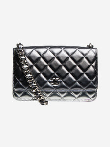 Chanel Silver lambskin quilted Wallet-on-Chain bag