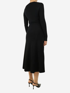 ME+EM Black ribbed midi dress - size UK 6