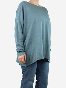 Eskandar Eskandar Blue boat-neck top - size One Size