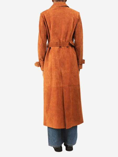 Brown suede trench coat - size UK 6 alternate image