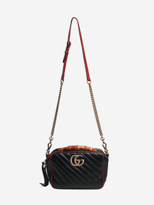 Gucci Black GG Marmont shoulder bag with bamboo handle